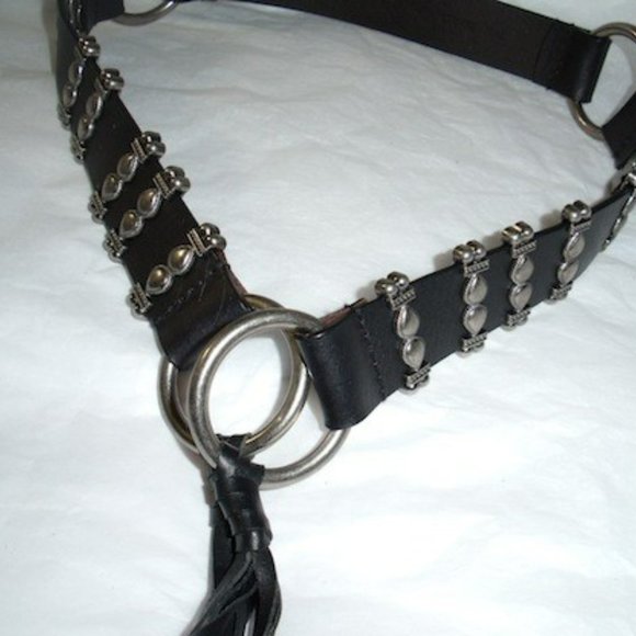 BLACK AND SILVER STRAPPY LEATHER BELT - Picture 15 of 15